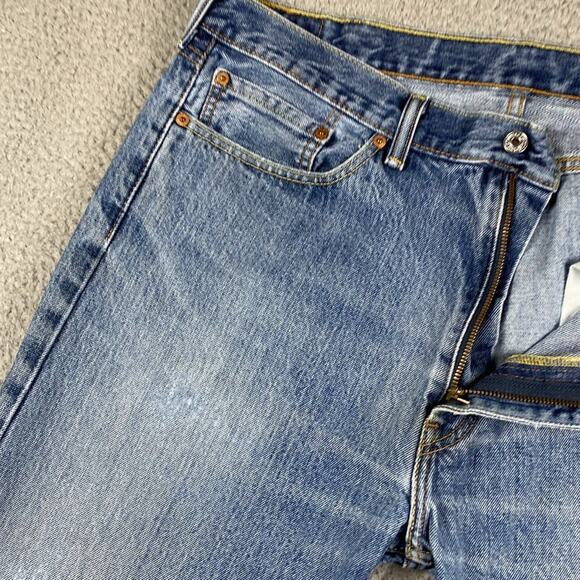 Levi's 505 Regular Straight Fit Distress Jeans Men's 38x30 Medium Wash Denim New - Picture 4 of 14